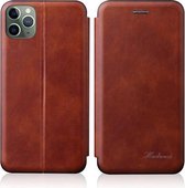 Voor iPhone 13 Geïntegreerde Spanning Retro Textuur Magnetische TPU + PU Leren Case met Kaartsleuf & Houder (Bruin)