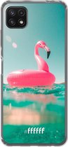 6F hoesje - geschikt voor Samsung Galaxy A22 5G -  Transparant TPU Case - Flamingo Floaty #ffffff