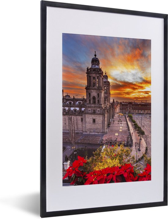 Fotolijst incl. Poster - Kleurrijke foto van de lucht boven Mexico-stad - 40x60 cm - Posterlijst