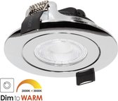 LED inbouwspot Chroom - Dimbaar - 5 Watt - 2000-3000K Dim To Warm - IP44 (Stof en spatwaterdicht) - Inbouwdiepte 23 mm