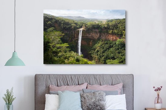Peintures sur Toile Tropical - Cascade - Forêt Tropicale - 180x120 cm - Décoration murale XXL