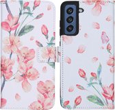 iMoshion Design Softcase Book Case Samsung Galaxy S21 FE hoesje - Blossom Watercolor White