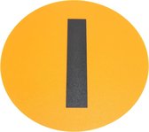 Magazijn vloersticker   -  Ø 19 cm   -  geel / zwart   -  Letter I