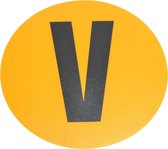 Magazijn vloersticker   -  Ø 19 cm   -  geel / zwart   -  Letter V