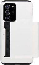 ADEL Kunststof Back Cover Hardcase Hoesje Geschikt voor Samsung Galaxy Note 20 - Pasjeshouder Wit