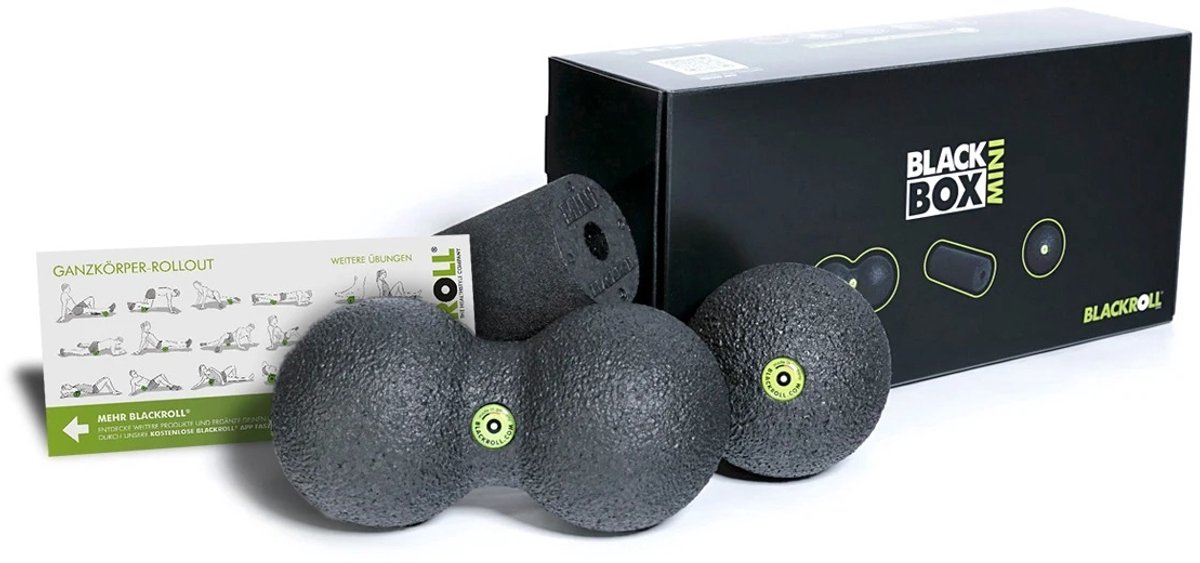 BLACKROLL® BLACKBOX MINI SET - Foamroller Set met Massage Roller - Massagebal - DuoBall - Triggerpoint Zelfmassage - Spierherstel Zwart – Incl. gratis app