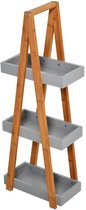 Nancy's Gardner Badkamerrek - Opslagrek - 3 Niveaus - Ladder - Opbergplank - Bamboe - Grijs - MDF - 30 x 18 x 81 cm