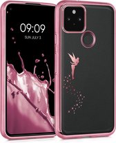 kwmobile hoesje voor Google Pixel 5 - backcover voor smartphone - Fee design - roségoud / transparant