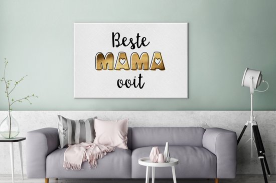 Toile Peinture Proverbes - Maman - Best mommy ever - Citations - 140x90 cm - Décoration murale