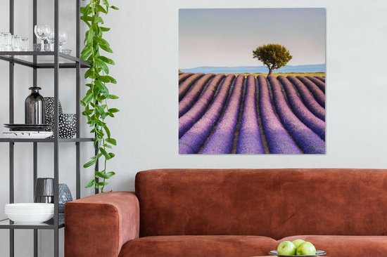 Toile Peinture France - Lavande - Arbre - 90x90 cm - Décoration murale