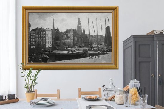 Oeuvre de Peinture sur Toile - Maîtres Anciens - Cadre - Or - 150x100 cm - Art Décoration murale