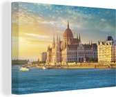 Canvas Schilderij Boedapest - Water - Architectuur - 60x40 cm - Wanddecoratie