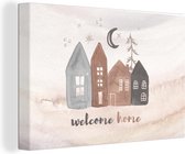 Canvas Schilderij 'Welcome home' - Maan - Spreuken - Quotes - 30x20 cm - Wanddecoratie