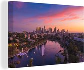 Canvas Schilderij Zonsondergang - Amerika - Los Angeles - 90x60 cm - Wanddecoratie