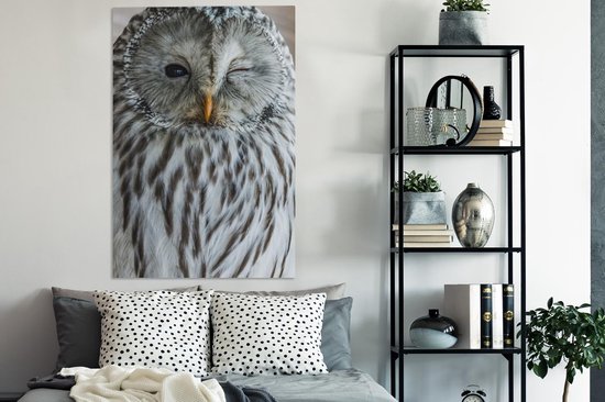 Peintures sur toile Hibou - Ressorts - Portrait - 90x140 cm - Décoration murale
