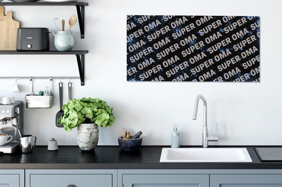 Canvas schilderij 80x40 cm - Wanddecoratie Oma - Spreuken - Quotes - Super oma - Muurdecoratie woonkamer - Slaapkamer decoratie - Kamer accessoires - Schilderijen - Moederdag cadeautje - Cadeau voor moeder - Tekstbord