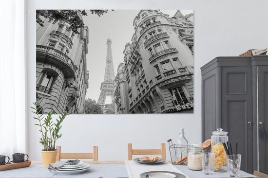 Toile Peinture France - Zwart - Wit - Tour Eiffel - 180x120 cm - Décoration murale XXL