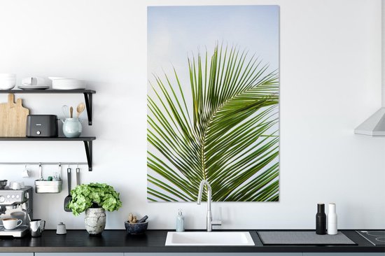 Tableau Toile Feuilles de Palmier - Ciel - Tropical - 80x120 cm - Décoration murale