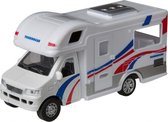 Touringcar camper 12 cm wit/blauw/rood