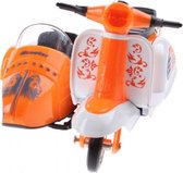 scooter met zijspan diecast 12 x 9 x 7 cm oranje