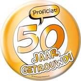 button 50 jaar getrouwd! 10 cm staal goud