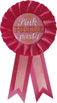 rozet ''Pink pride party'' roze 8 x 14,5 cm