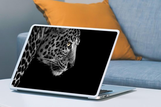 Sticker pour ordinateur portable - 17,3 pouces - Léopard - Zwart - Wit - Fourrure