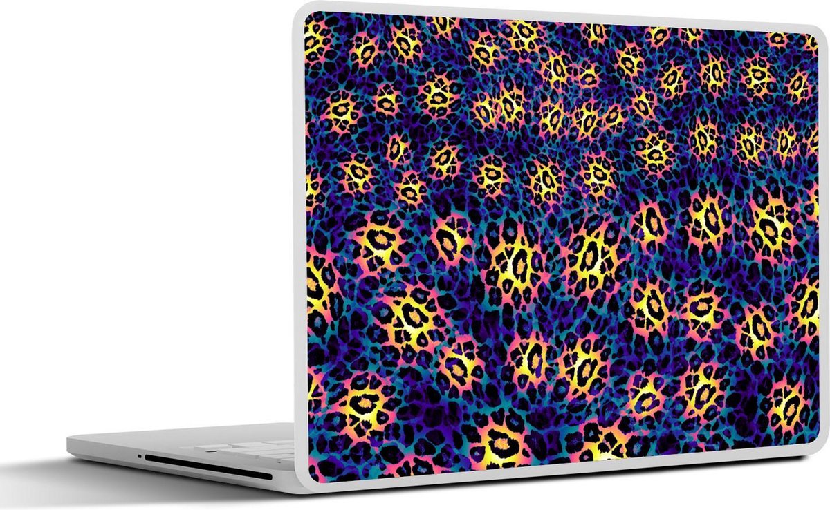 Laptop sticker - 12.3 inch - Design - Luipaardprint - Geel - Blauw - 30x22cm - Laptopstickers - Laptop skin - Cover