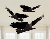 feestdecoratie Raven papier zwart 3-delig