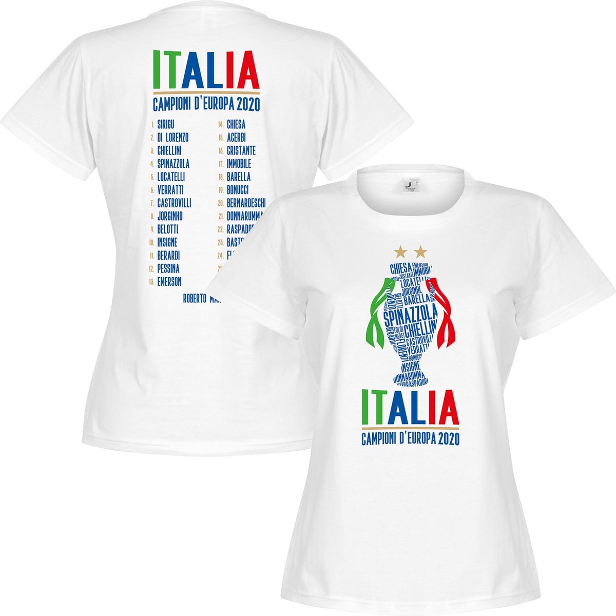 Italië Champions Of Europe 2021 Selectie T-Shirt - Wit - Dames - L - 12