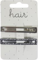 Haarspeldjes duckclip 6.0cm Langwerpig Metallic en Glitter - Zilver - 2 stuks
