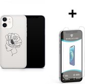 ShieldCase Flower Face geschikt voor Apple iPhone 12 / 12 Pro hoesje - transparant  + glazen Screen Protector