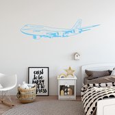 Muursticker Vliegtuig -  Lichtblauw -  80 x 20 cm  -  baby en kinderkamer - Muursticker4Sale