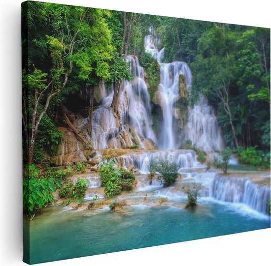 Artaza - Canvas Schilderij - Waterval In Het Tropische Natuur - Foto Op Canvas - Canvas Print