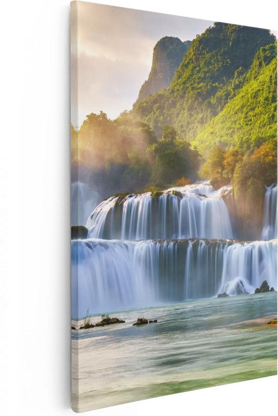 Artaza - Canvas Schilderij - Watervallen Tussen De Bomen - Foto Op Canvas - Canvas Print