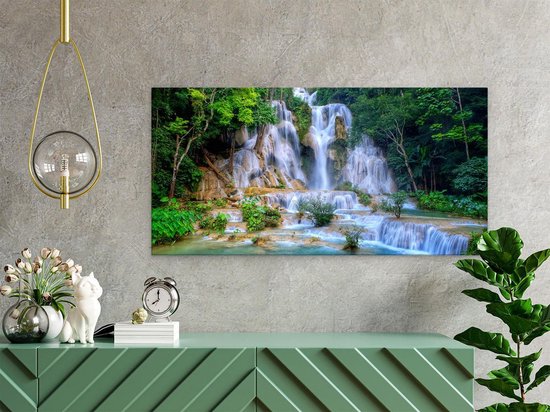 Artaza Peinture Sur Toile Cascade Dans La Nature Tropicale - 60x30 - Photo Sur Toile - Impression Sur Toile
