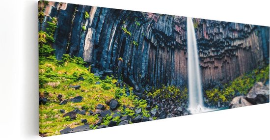 Artaza Canvas Schilderij Waterval In IJsland  - 120x40 - Groot - Foto Op Canvas - Canvas Print