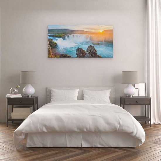 Artaza - Peinture sur toile - Chutes d'eau au coucher du soleil - 120 x 60 - Groot - Photo sur toile - Impression sur toile