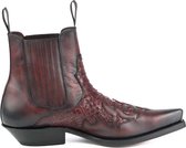 Mayura Boots Rock 2500 Rood/ Spitse Western Heren Enkellaars Schuine Hak Elastiek Sluiting Vintage Look Maat EU 45