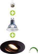 LED Inbouwspot 5,5 Watt Dimbaar | 80mm | kantelbaar | Zwart | rond - Dim to warm