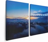 Artaza Canvas Schilderij Tweeluik Zonsondergang In De Wolken  - 120x80 - Foto Op Canvas - Canvas Print