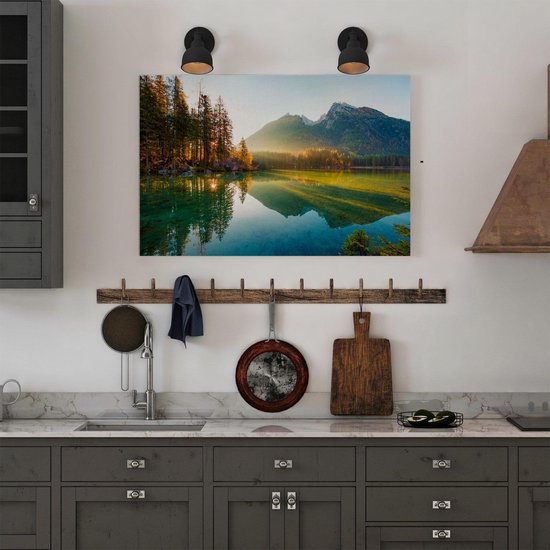 Artaza Canvas Schilderij Zonsopgang Bij Het Meer In De Herfst - 60x40 - Foto Op Canvas - Canvas Print