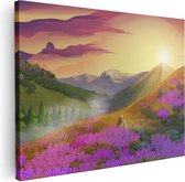 Artaza Canvas Schilderij Lavendel Bloemen In De Bergen - Abstract - 80x60 - Foto Op Canvas - Canvas Print