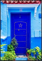 Poster van traditionele oosterse deuren met ornament Morocco - 13x18 cm
