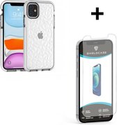 ShieldCase You're A Diamond geschikt voor Apple iPhone 12 Mini - 5.4 inch hoesje - wit + glazen Screen Protector