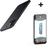 Ultra thin case geschikt voor Apple iPhone 12 Mini - 5.4 inch - zwart + glazen Screen Protector