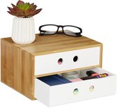 relaxdays armoire à tiroirs bureau - organisateur de bureau - boîte à tiroirs 2 compartiments - bac de tri - blanc de bureau