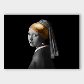 Poster Meisje met de Parel Goud LS - Plexiglas - Meerdere Afmetingen & Prijzen | Wanddecoratie - Interieur - Art - Wonen - Schilderij - Kunst
