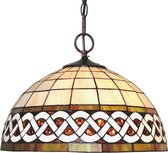 LumiLamp Hanglamp Tiffany Ø 46*138 cm E27/max 2*60W Wit Metaal, Glas Hanglamp Eettafel Hanglampen Eetkamer