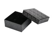 Luxe ringendoosje Zwart Oorbellendoosje met waaier patroontje 5x5x3.5cm / HaverCo